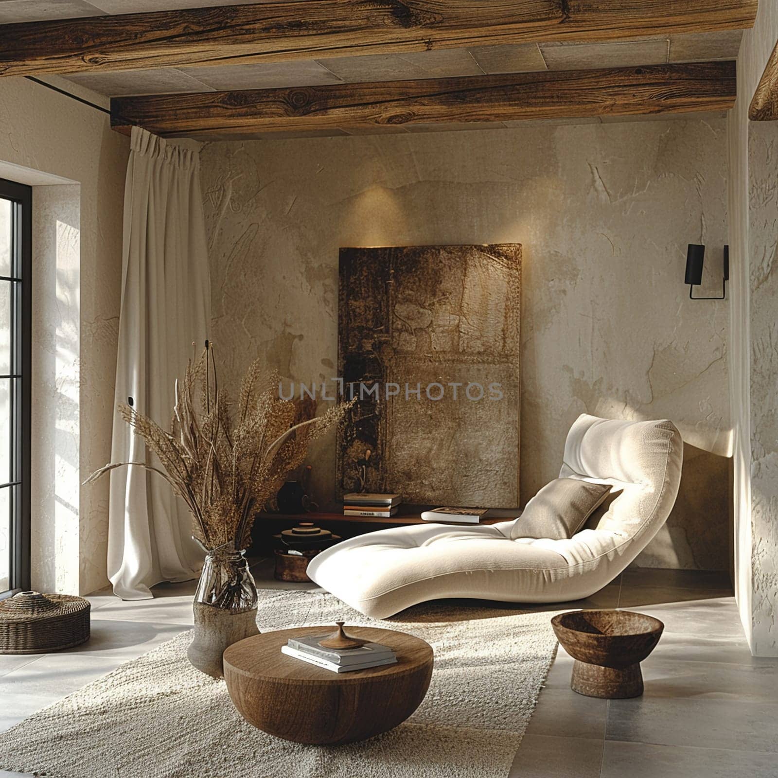 Minimalist Wooden Stand Amidst a Scandinavian Interior by Benzoix