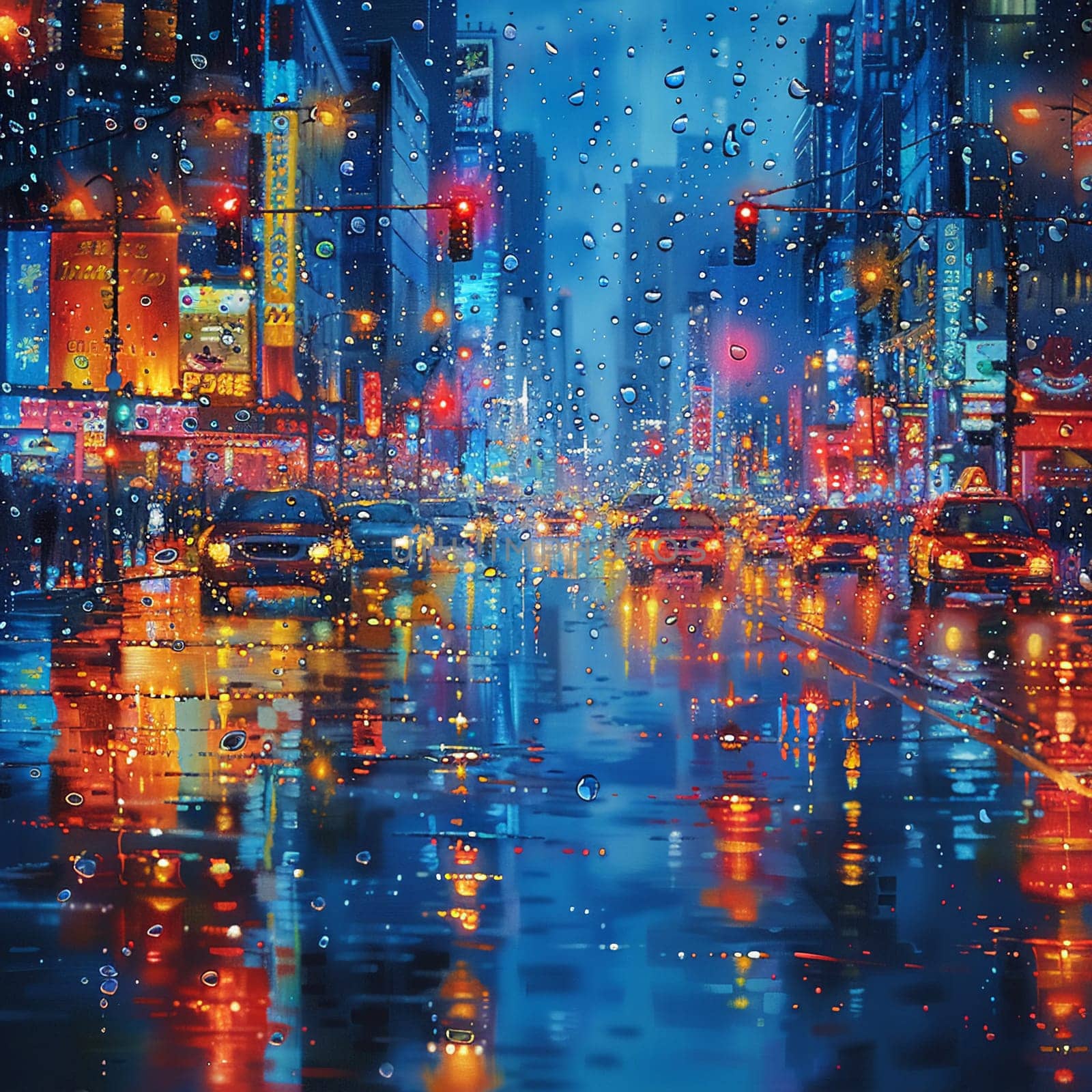 Sparkling City Reflections on a Rain-soaked Boulevard The lights blur with the pavement by Benzoix