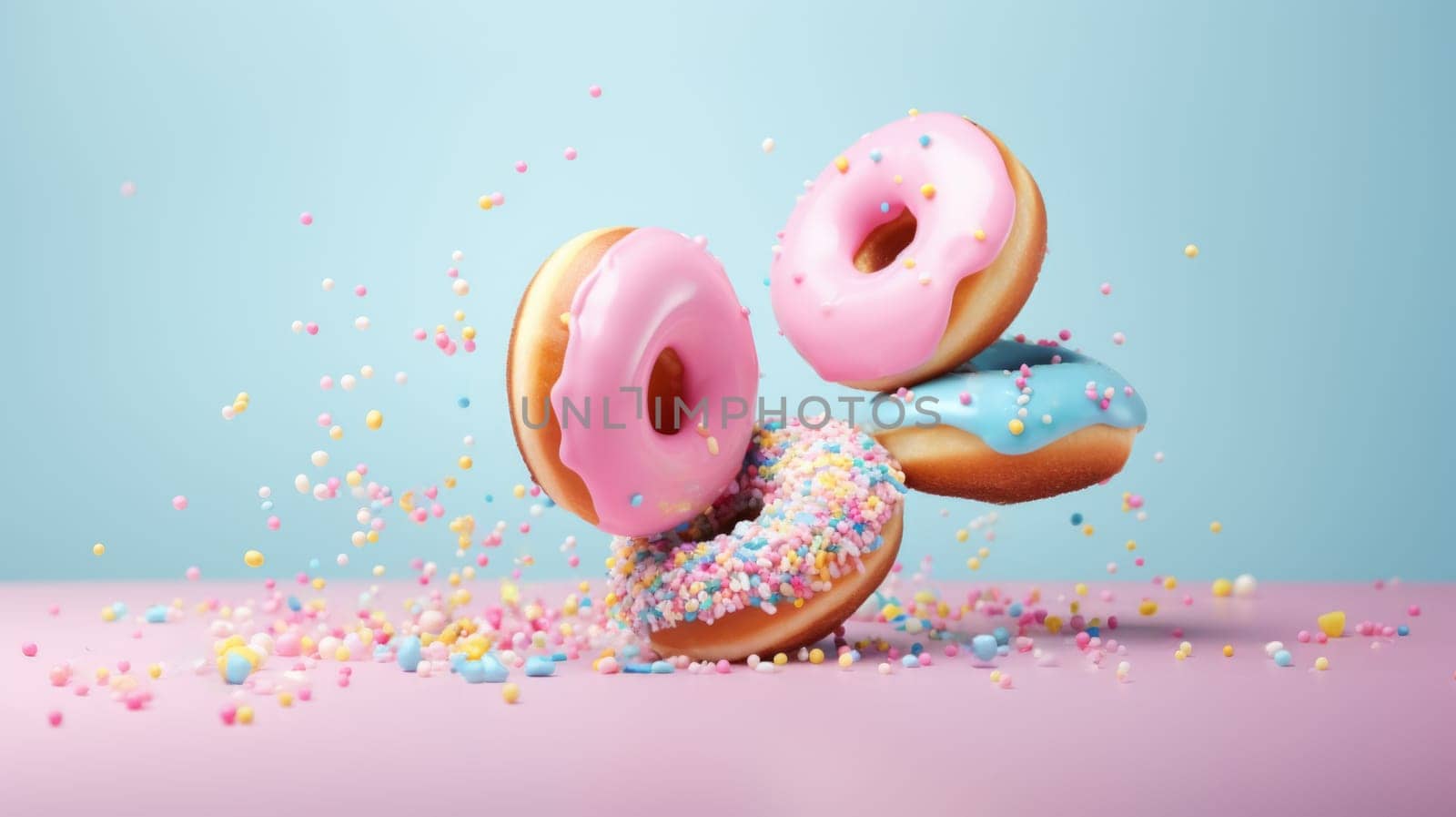 donut glaze dessert pink tasty, ai