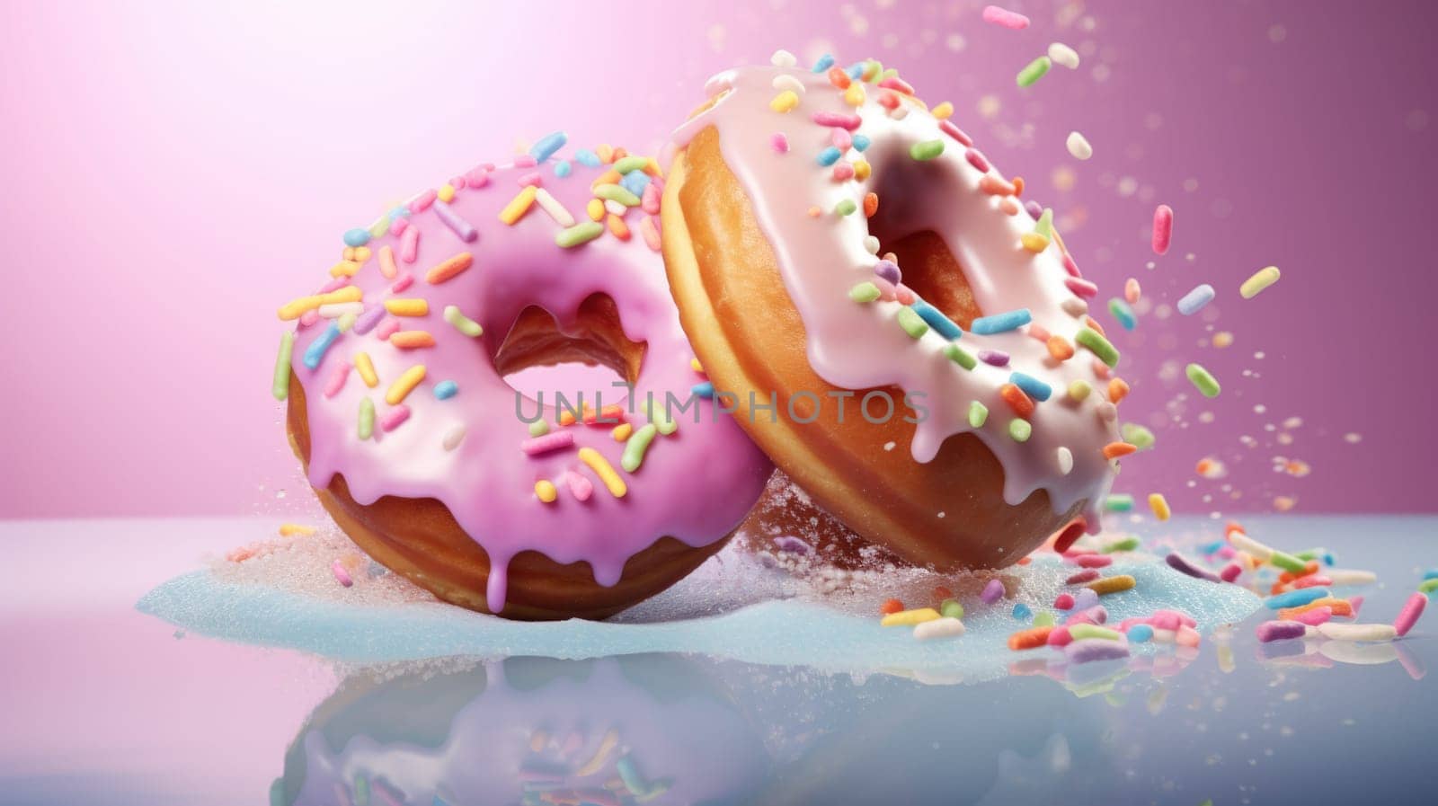 donut glaze dessert pink tasty, ai