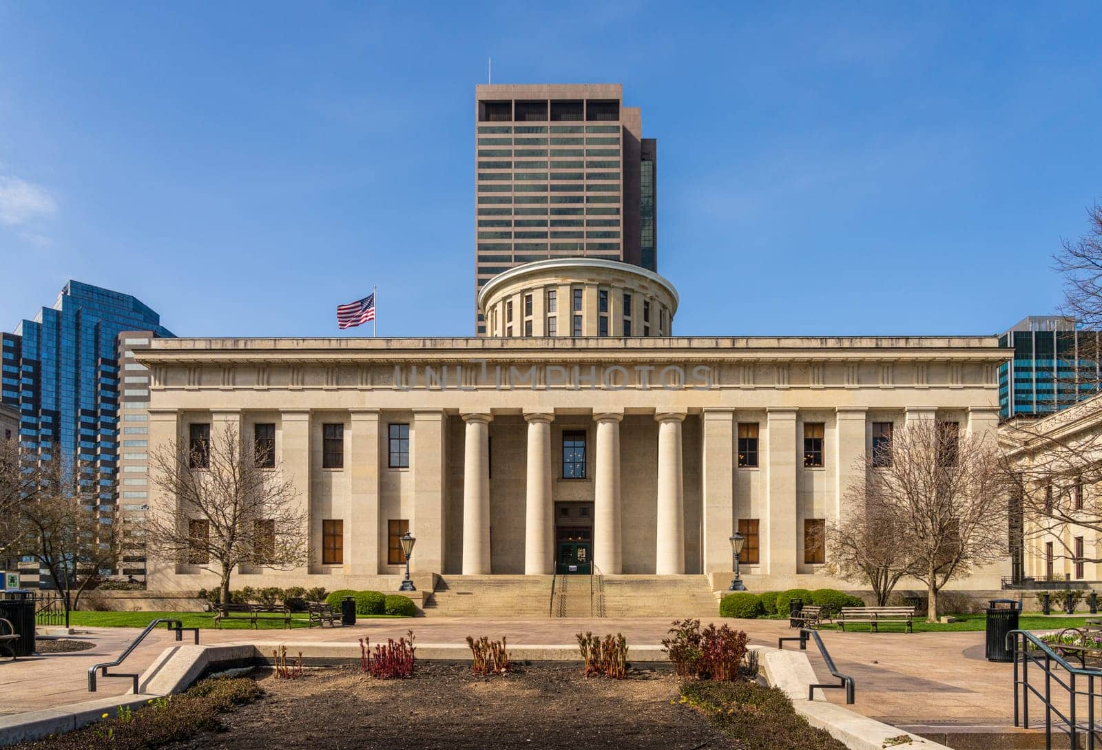 Steps to side entrance of State Capitol building in Columbus Ohio by steheap