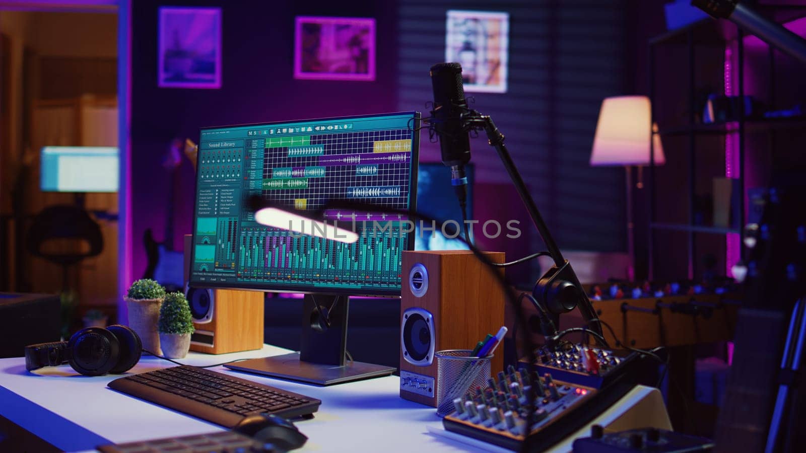 Empty creative space recording tunes and soundtracks with electronic tools by DCStudio