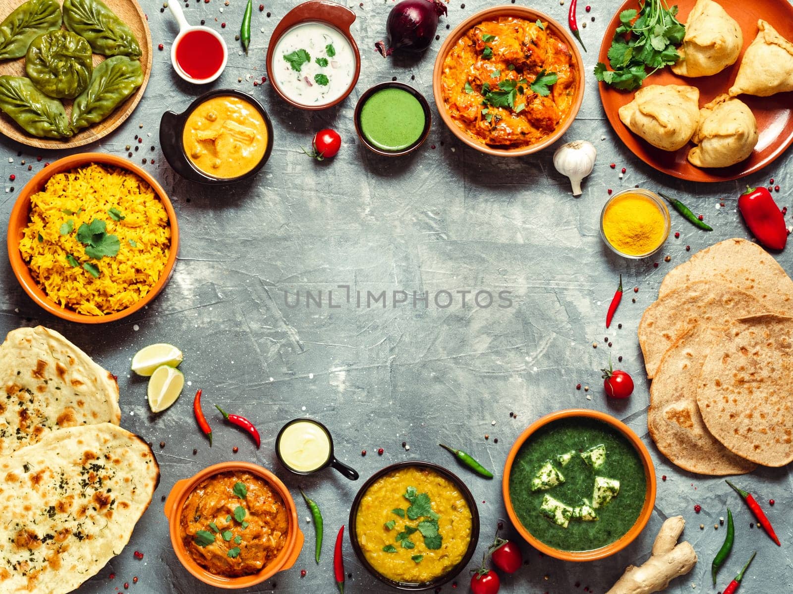 Indian food and indian cuisine dishes, copy space by fascinadora