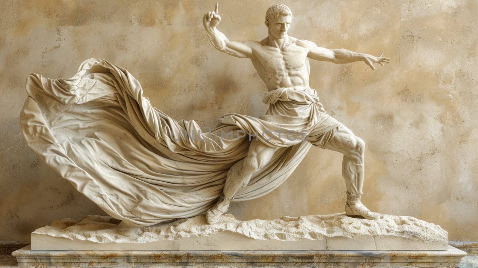 A majestic statue of a man draped in a flowing cloth, evoking feelings of grace, wisdom, and timelessness by but_photo