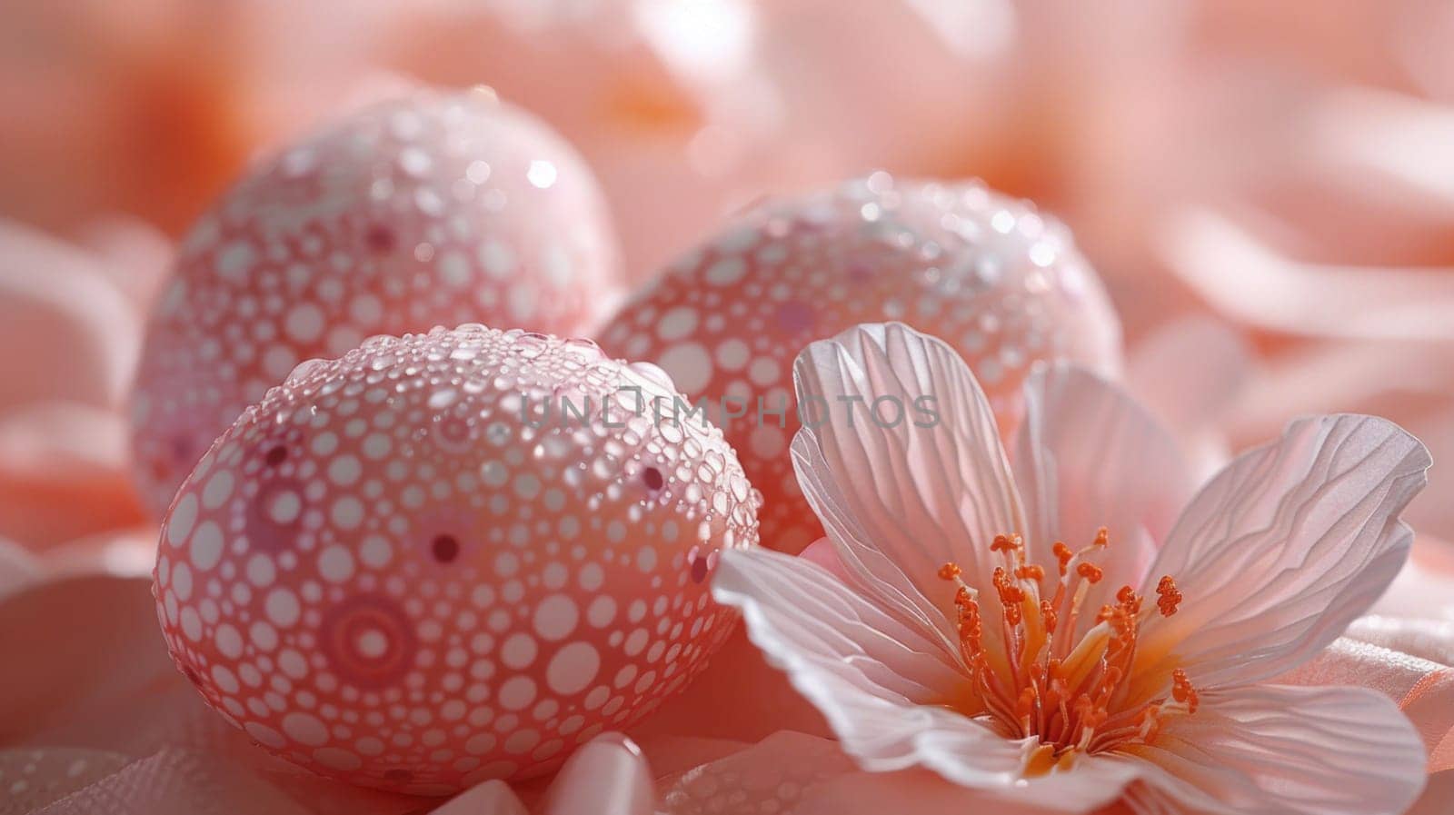 A close-up view of vibrant pink balls and a delicate flower in full bloom by but_photo