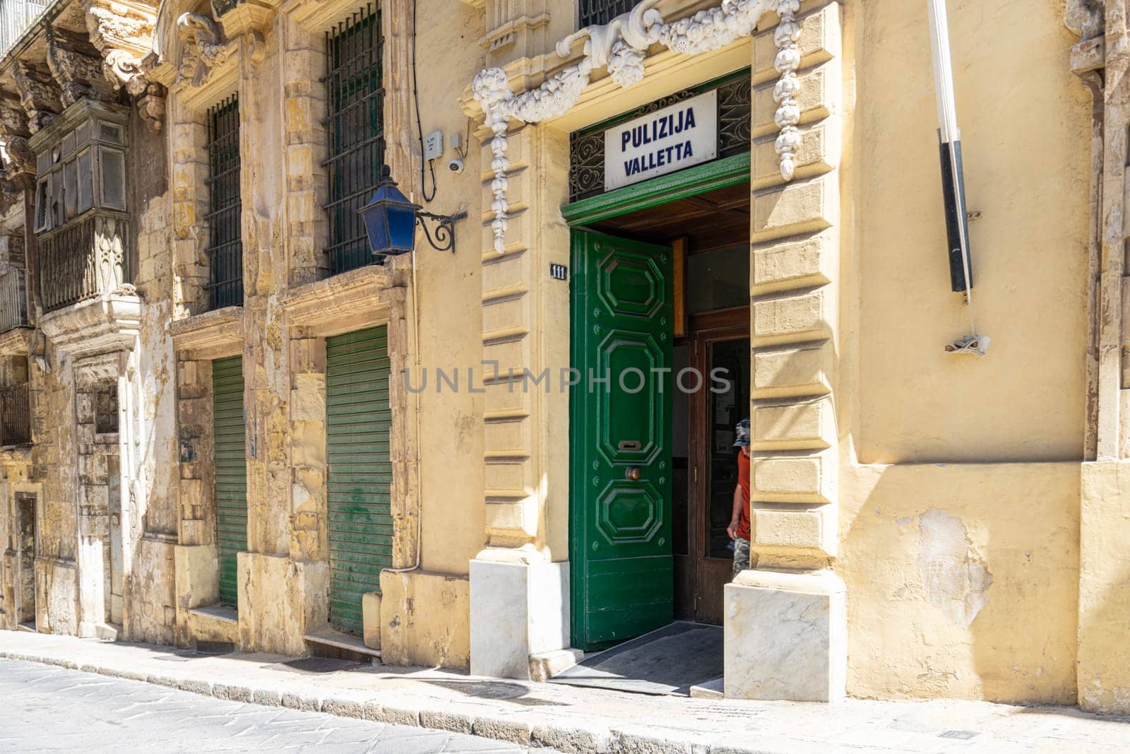 Valletta, Malta, April 03, 2024. entrance of a police station in the city center