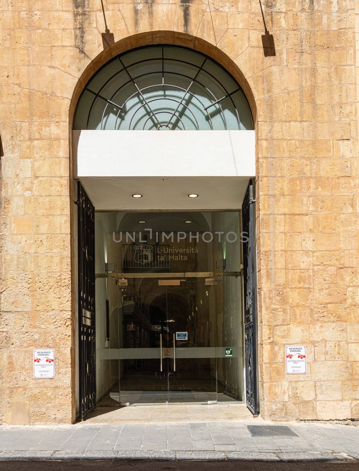 Valletta, Malta, April 03, 2024. the entrance to the University of Malta in a street in the center of the city