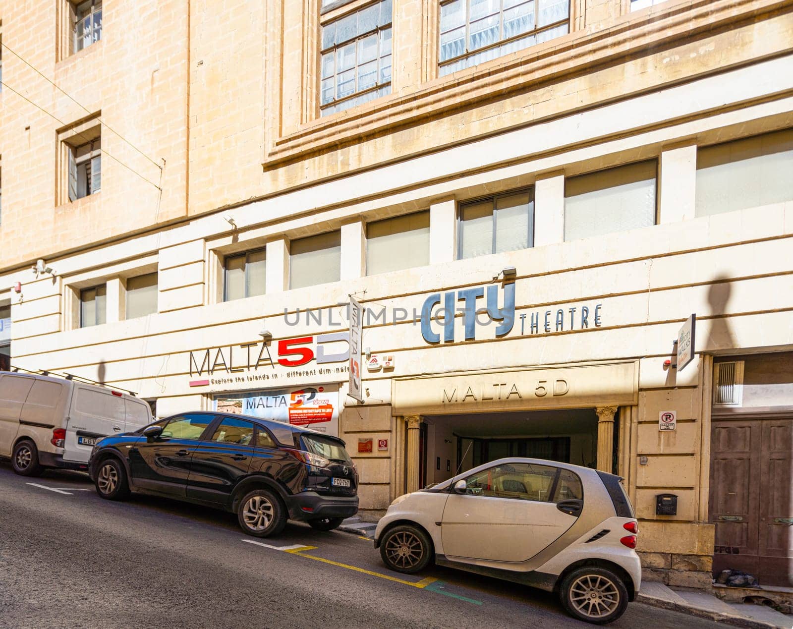 Valletta, Malta, April 03, 2024. exterior view of the City theater in the city center