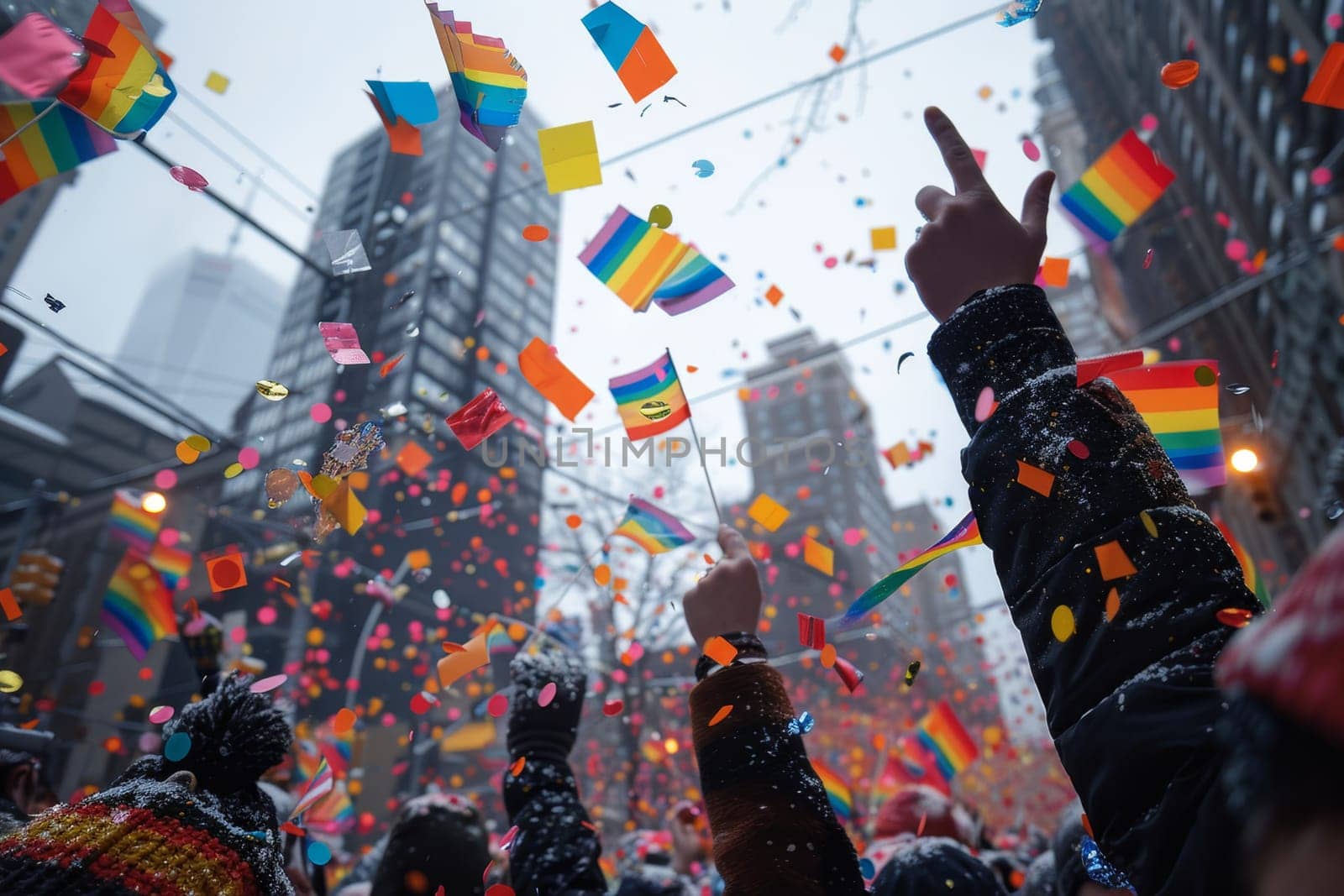 Pride and Inclusivity Month, LGBTQ support. Flags of the LGBTQ gay pride parade. Equality Parade.