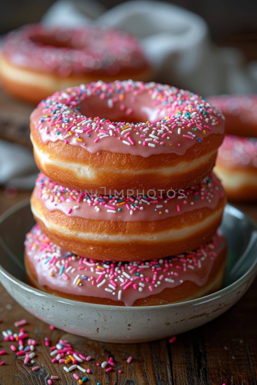 A set of donuts lying on a table. National Doughnut Day by Lobachad