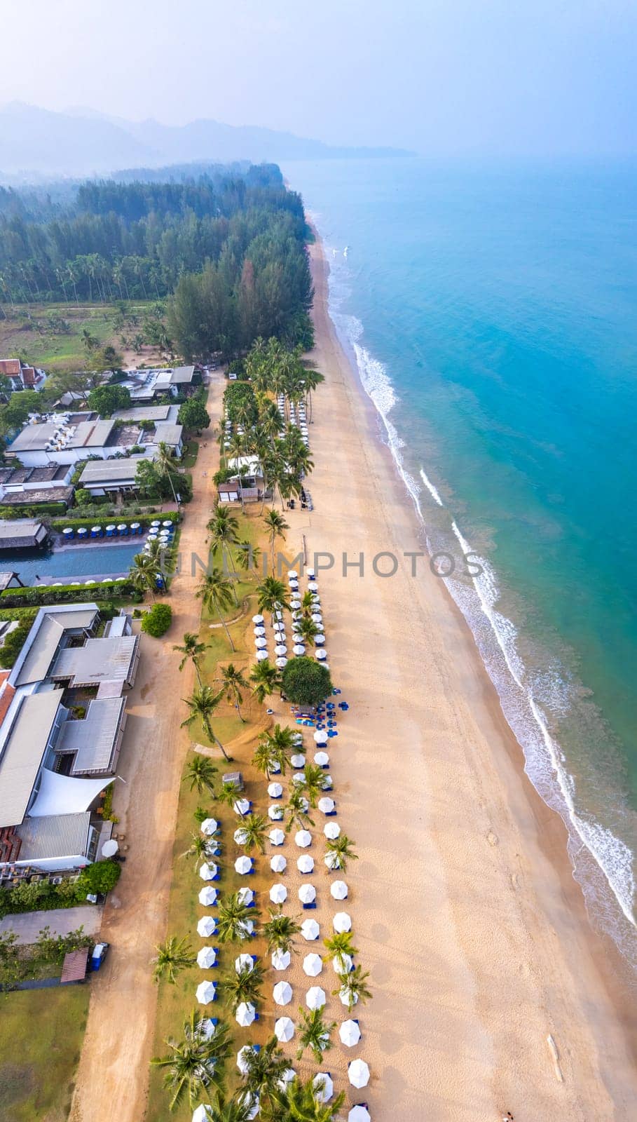 Aerial view of Khao Lak beach in Phang Nga, Thailand, south east asia