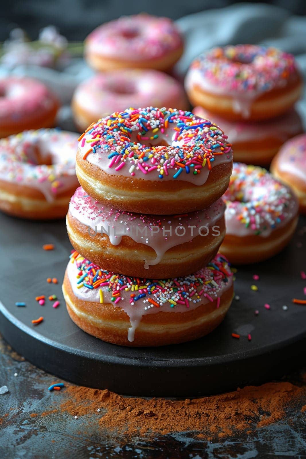 A set of donuts lying on a table. National Doughnut Day by Lobachad