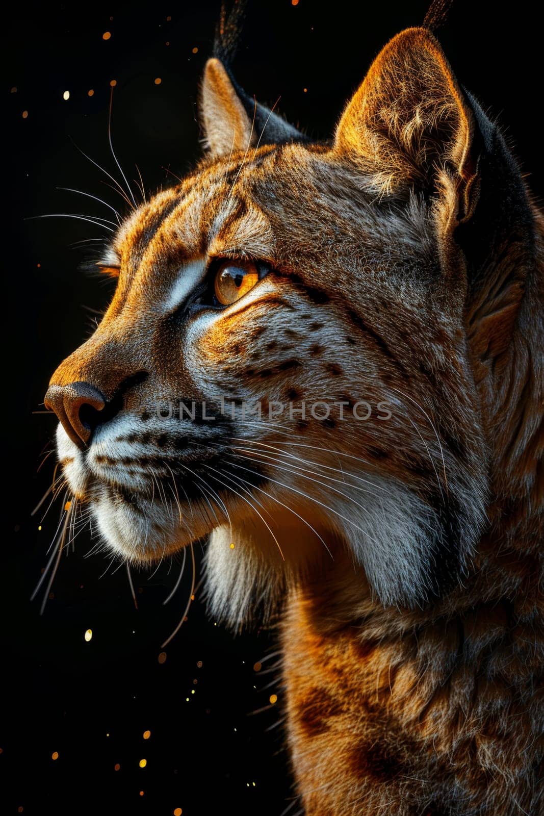 Portrait of a cougar highlighted on a black background by Lobachad