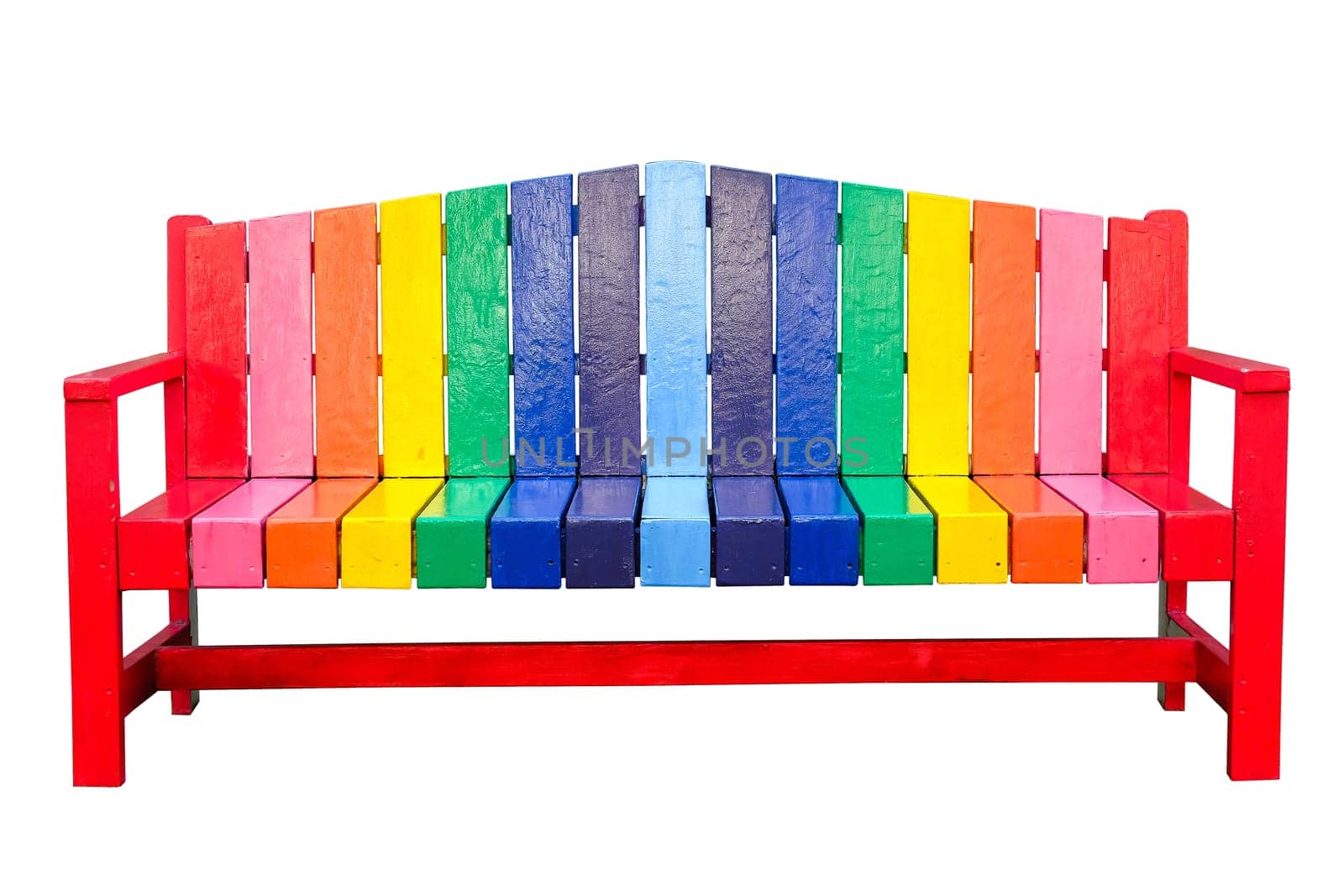 Colorful wooden bench isolated on white background. by ponsulak