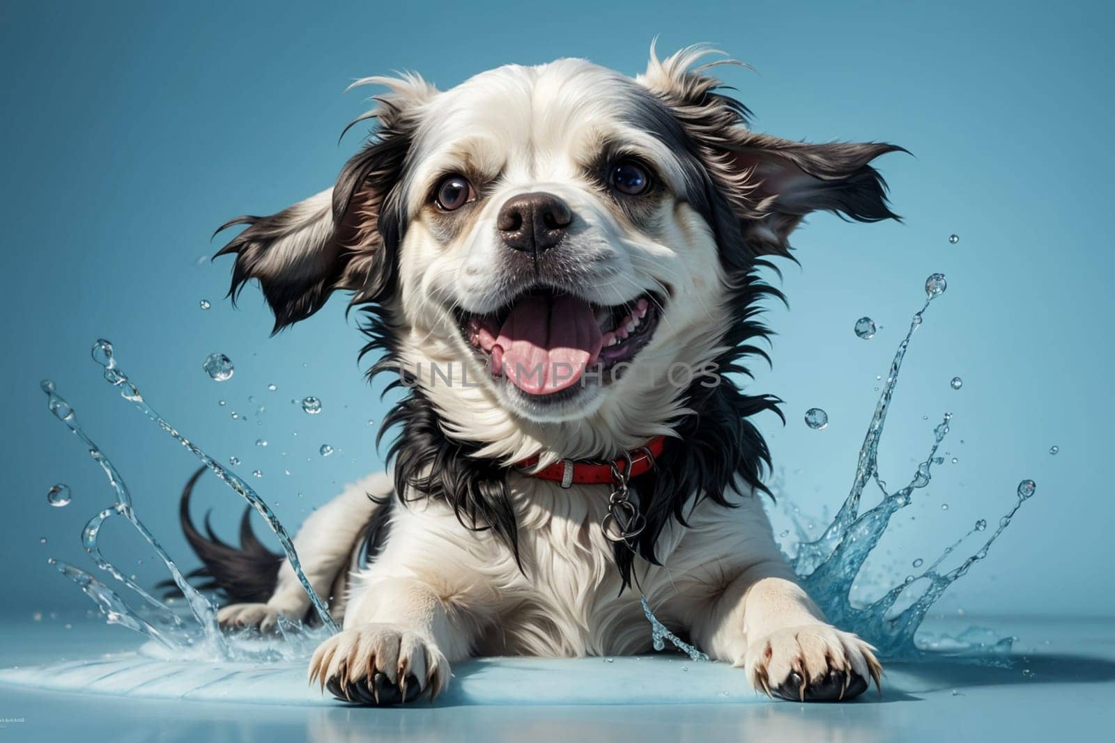 dog is wet, fur in water, washing by Rawlik