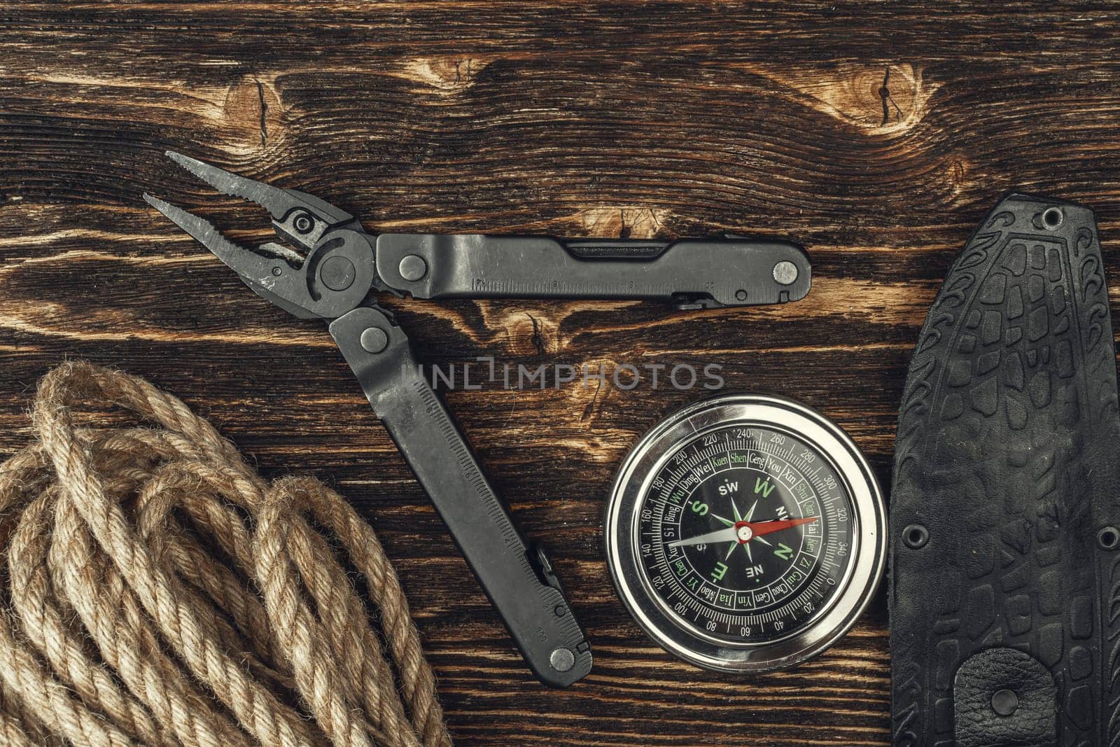 travel hiking equipment tools, view from above by Fabrikasimf