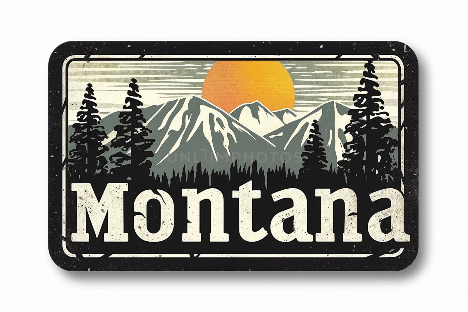 A sticker displaying the word Montana in bold lettering. The sticker is colorful and eye-catching.