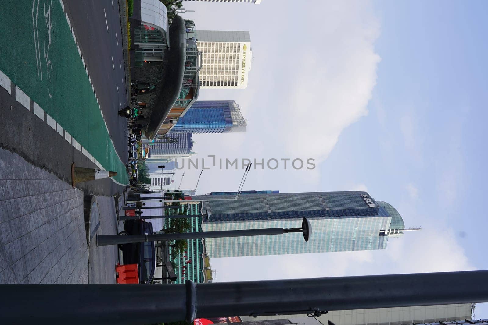 Aprilm11, 2024. Jakarta, Indonesia. The atmosphere of the city around the HI Roundabout and the big and iconic bus shelter. one day after Eid al-Fitr 2024