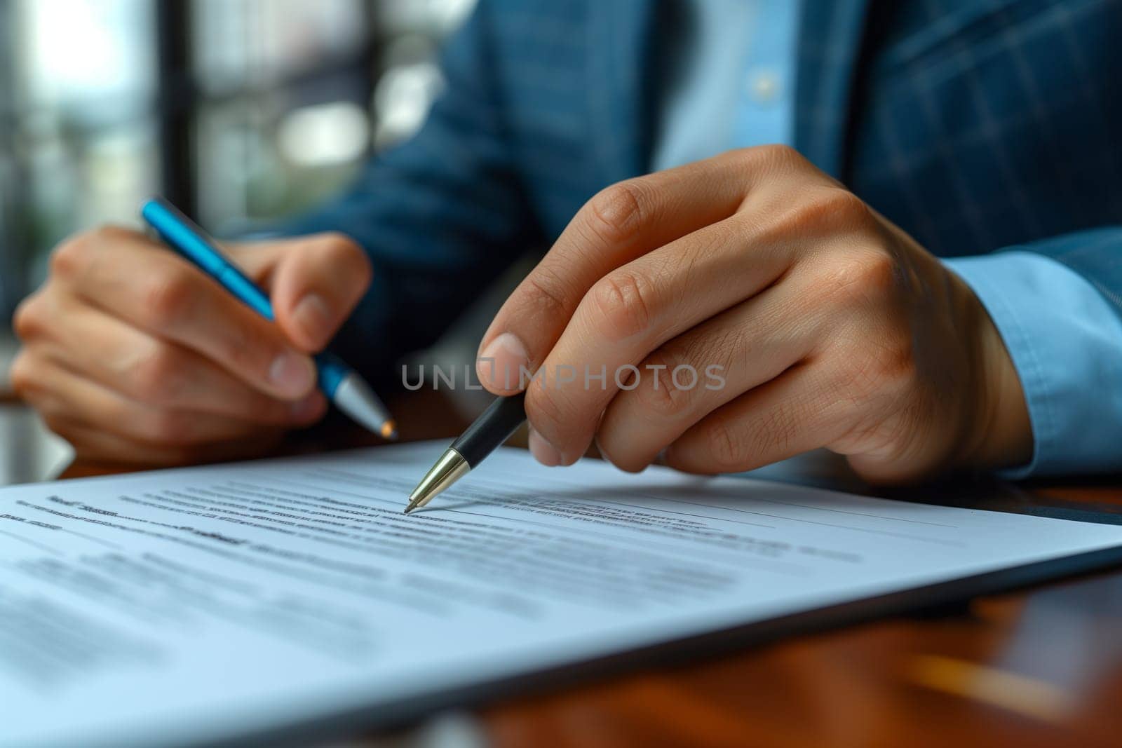 The person is using a pen to write on a piece of paper with their hand. Their thumb and fingers hold the pen firmly, producing neat handwriting in a stylish font