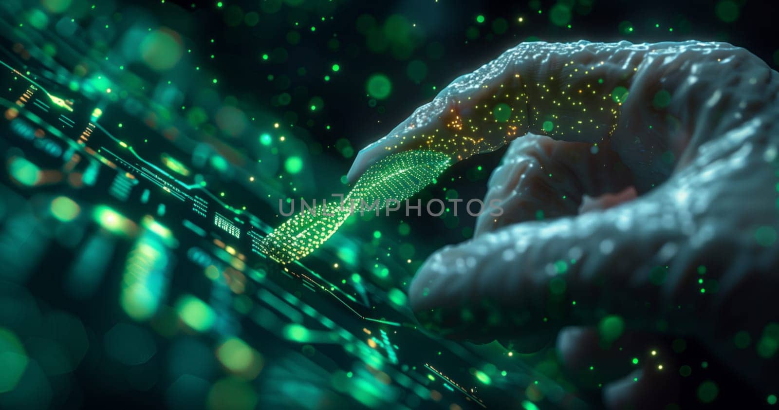 Closeup of a hand holding a DNA strand underwater by richwolf