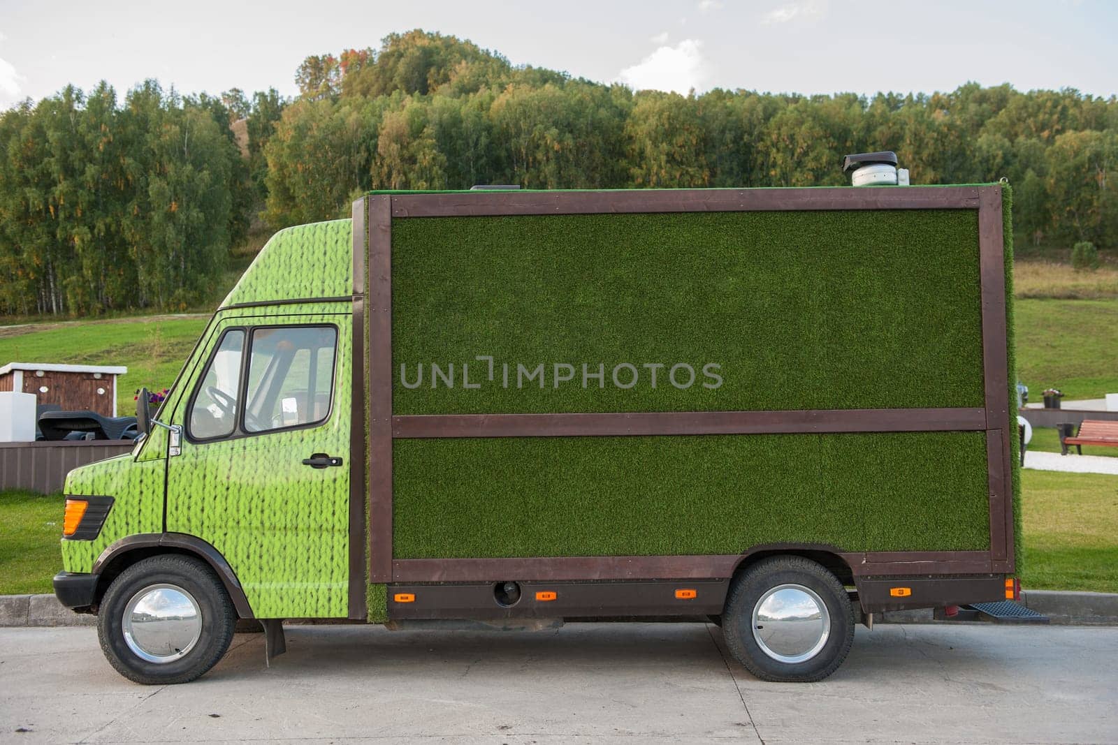 Small truck with green grass by rusak