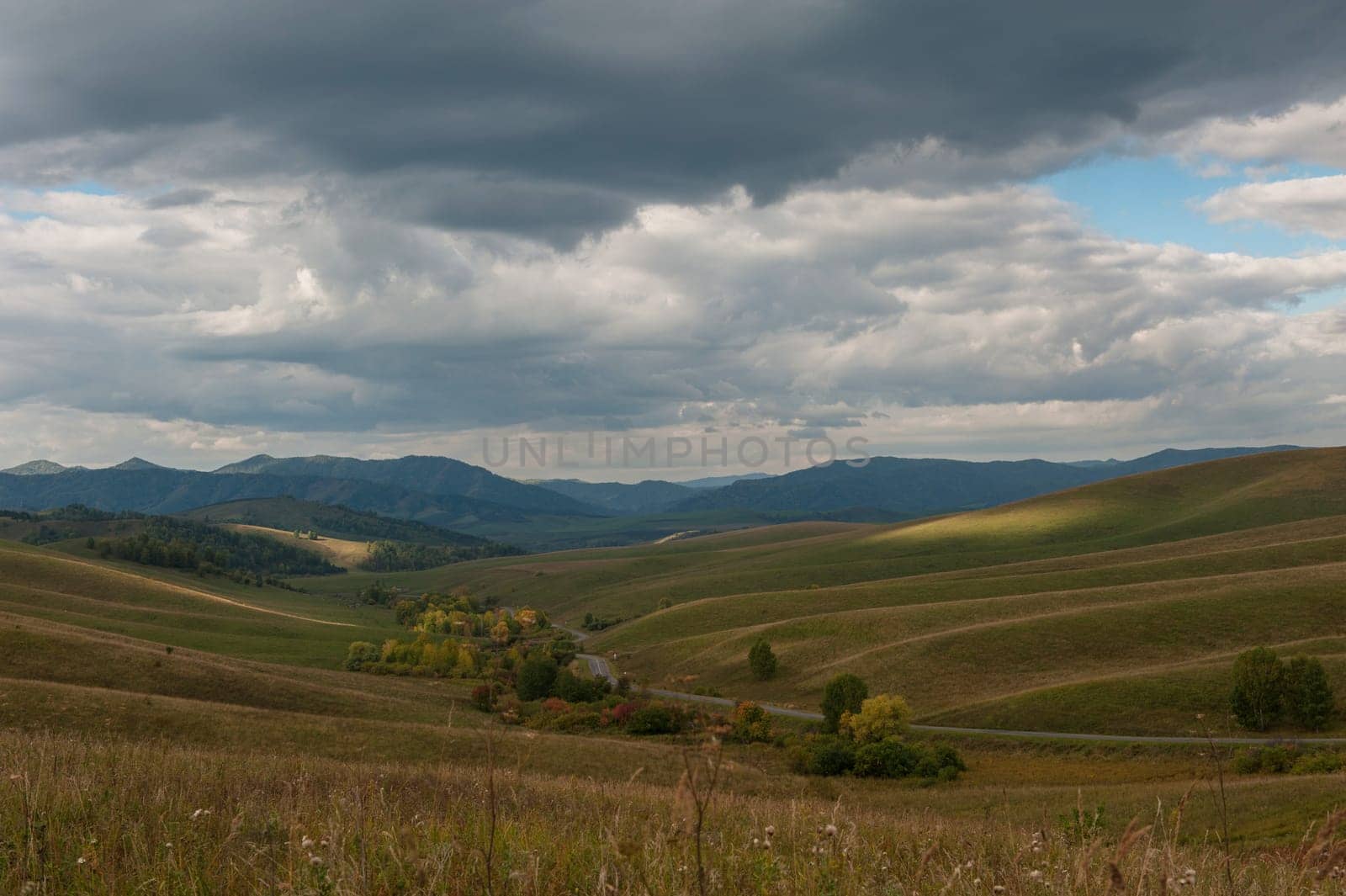 Autumn road in Altai mountains