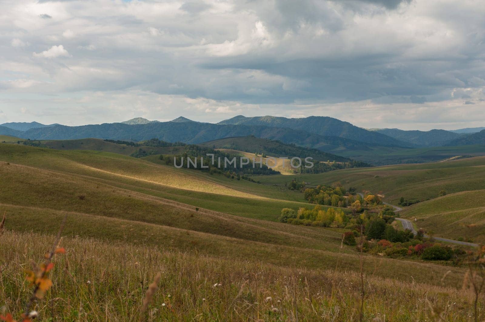 Autumn road in Altai mountains