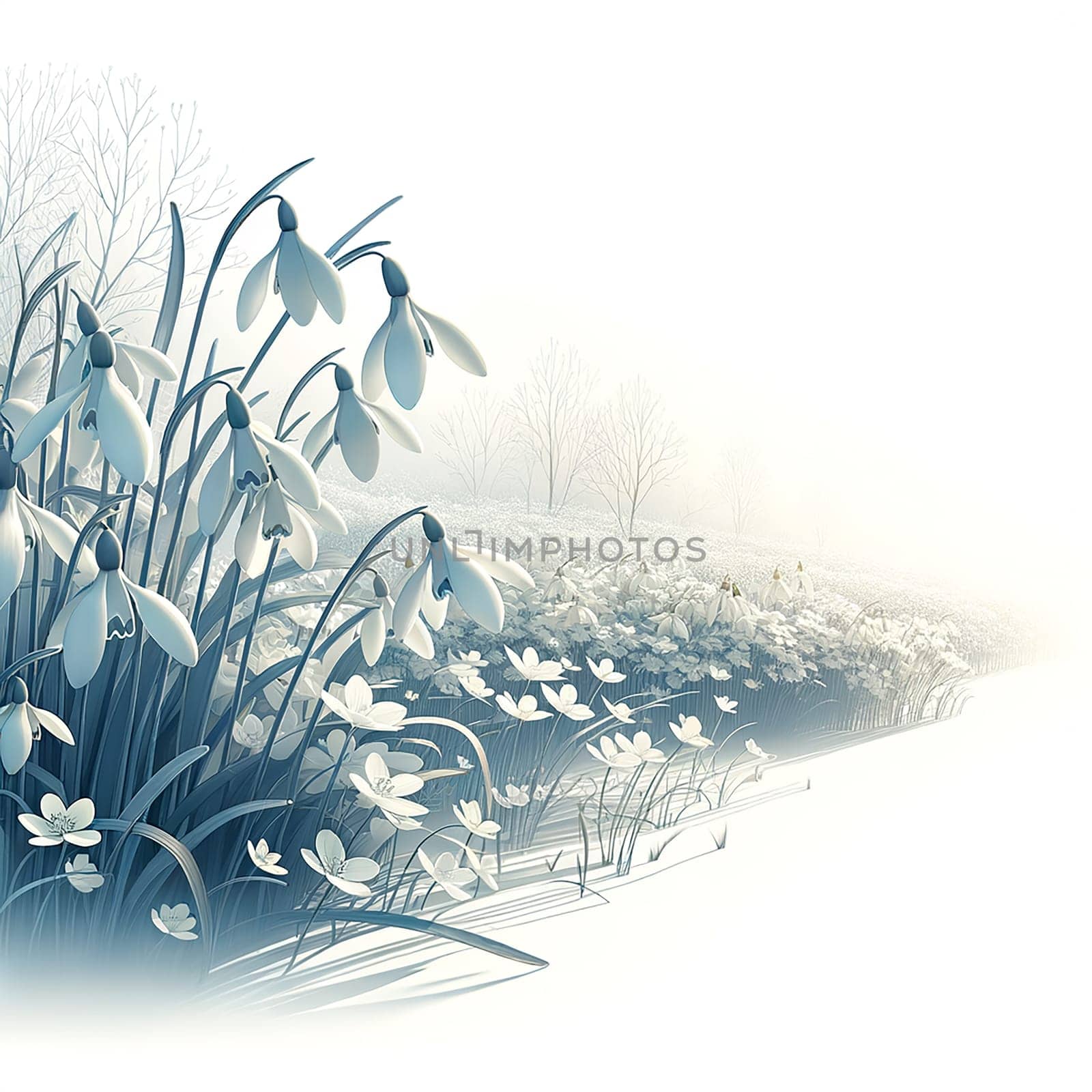 Whispers of Spring: Snowdrops in Soft-Toned Isolation