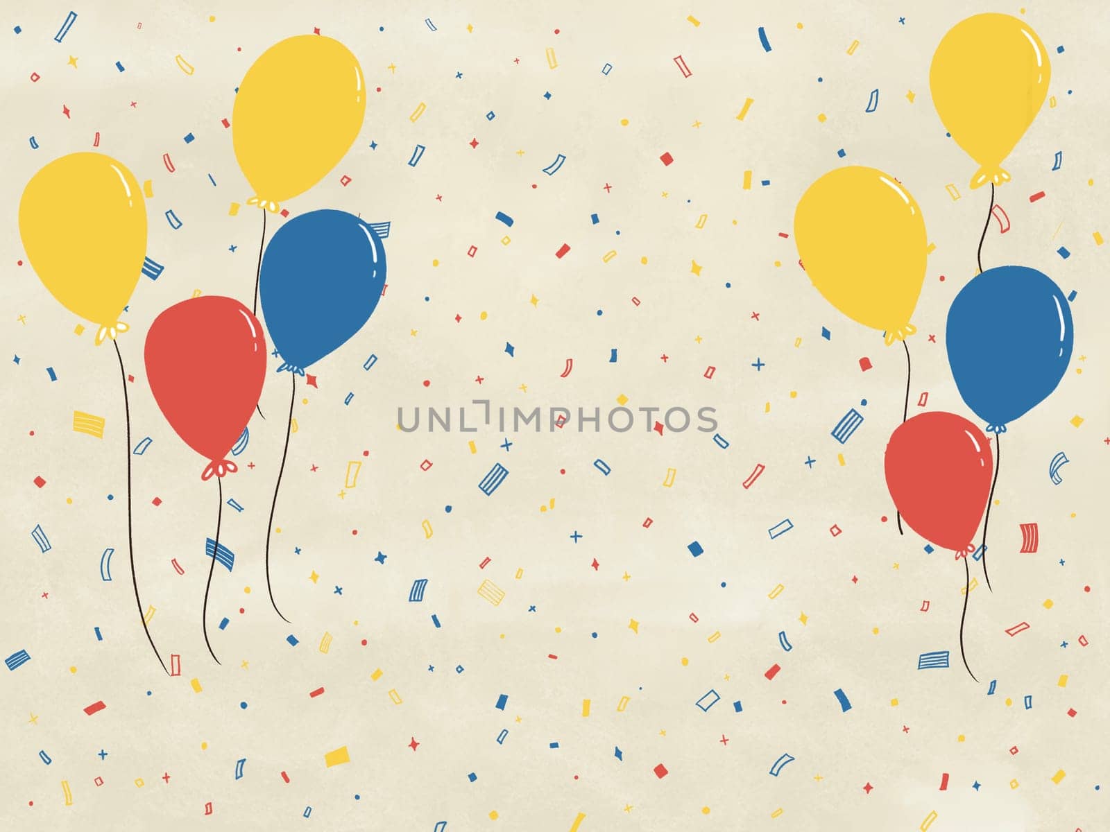 cartoon doodle confetti party balloons background texture