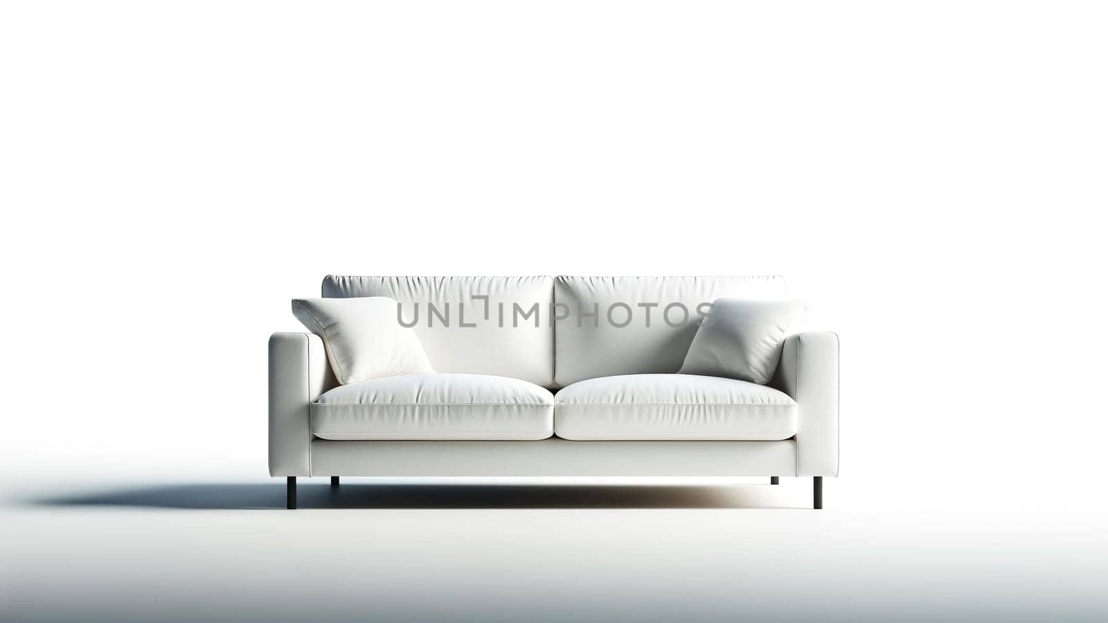 white leather sofa on a white background.