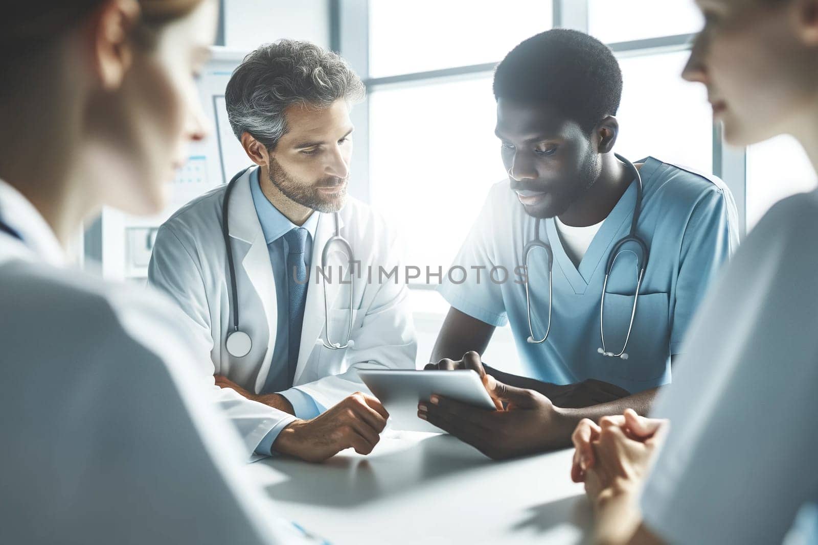 meeting of doctors in the resident's room.