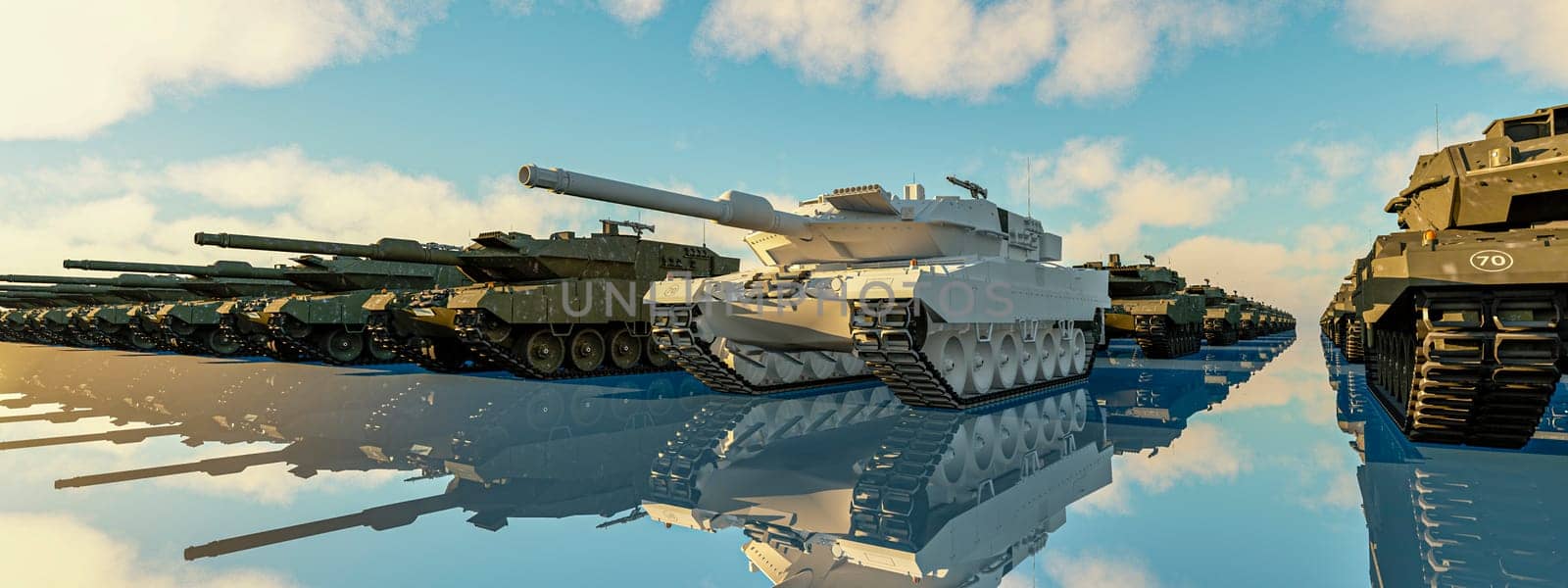 Vanguard of Defense: Modern Tanks Lined Up in Imposing Symmetry by Juanjo39