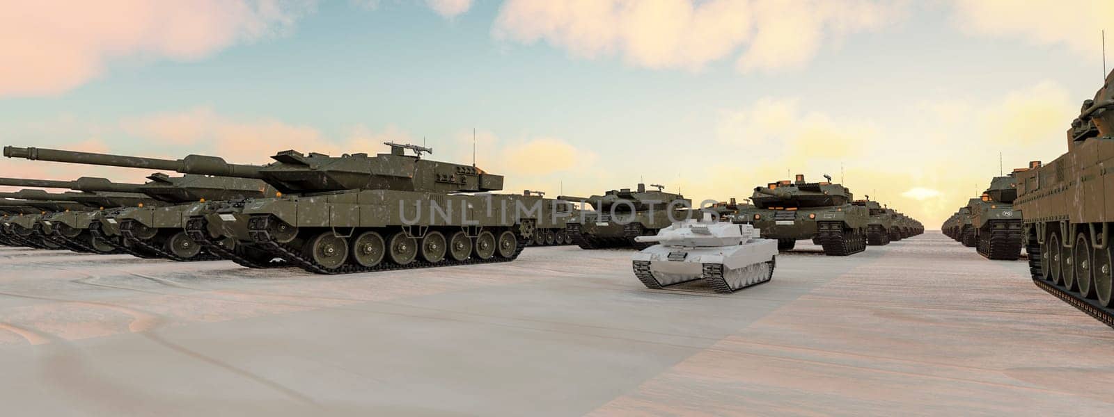 Iron Guardians on Ice: Tank Battalion in Winter Camouflage Ready for Maneuvers by Juanjo39