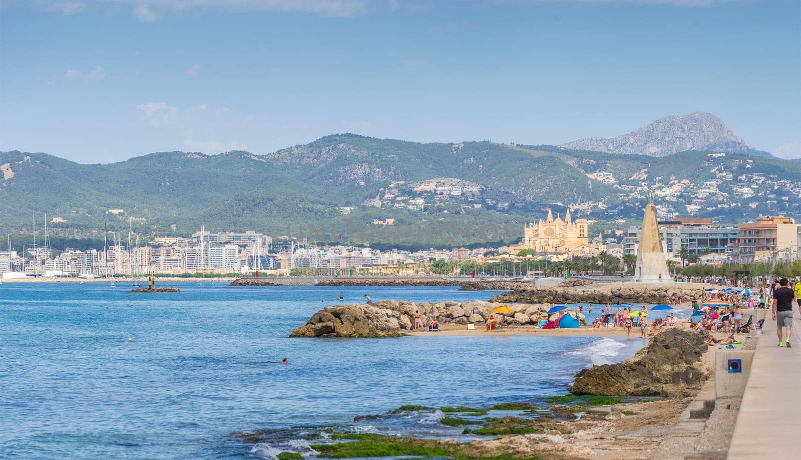 Panoramic view of Palma de Majorca, Mallorca Balearic Islands, Mediterranean Sea. Spain