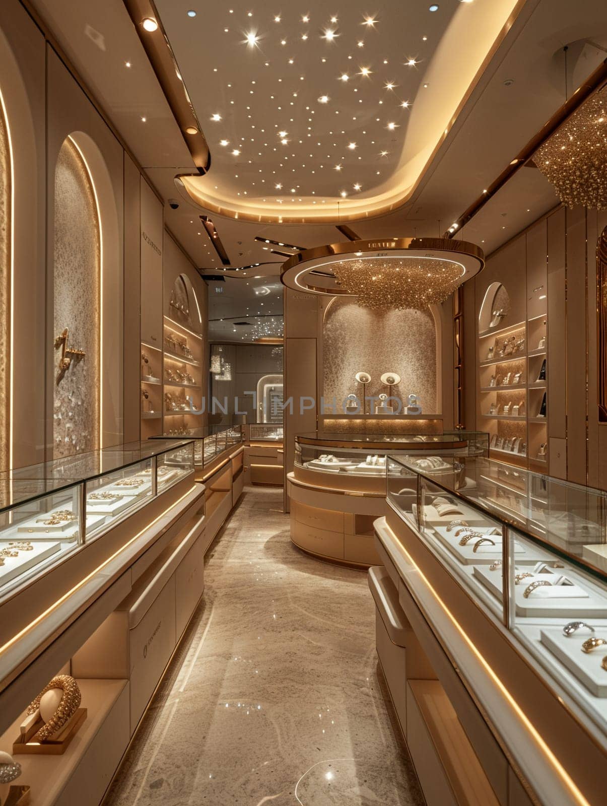 Upmarket Jewelry Store with Precious Gems in Elegant Disarray by Benzoix