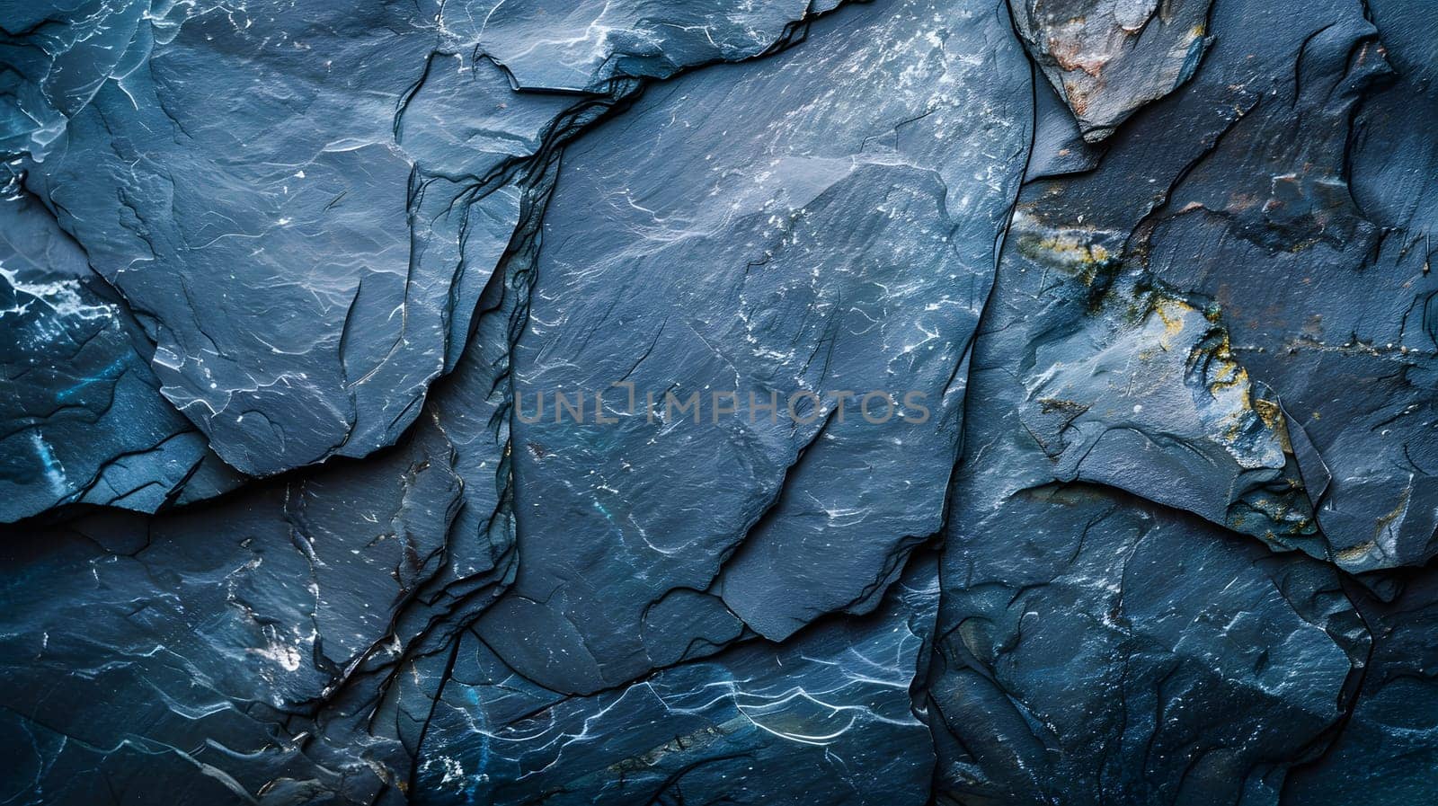 A close up of a bedrock wall with an electric blue marble texture, creating a stunning pattern in the darkness. The rock resembles an automotive tire with water intrusion marks