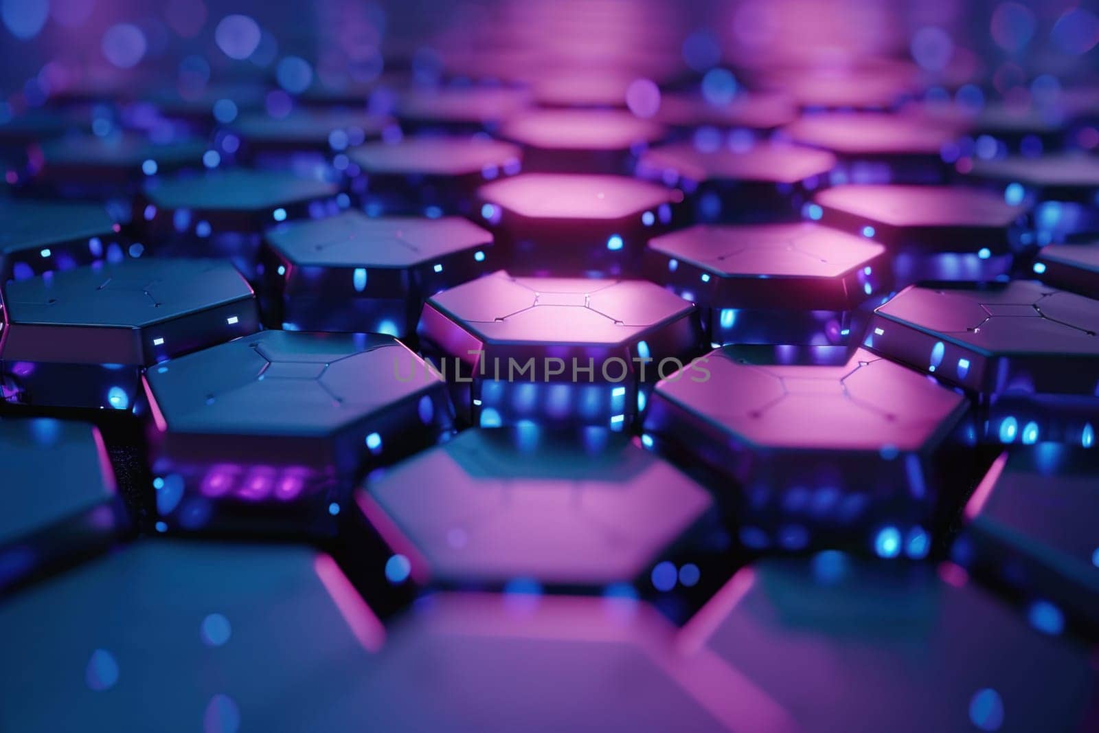 A close up of a purple and blue hexagons by golfmerrymaker