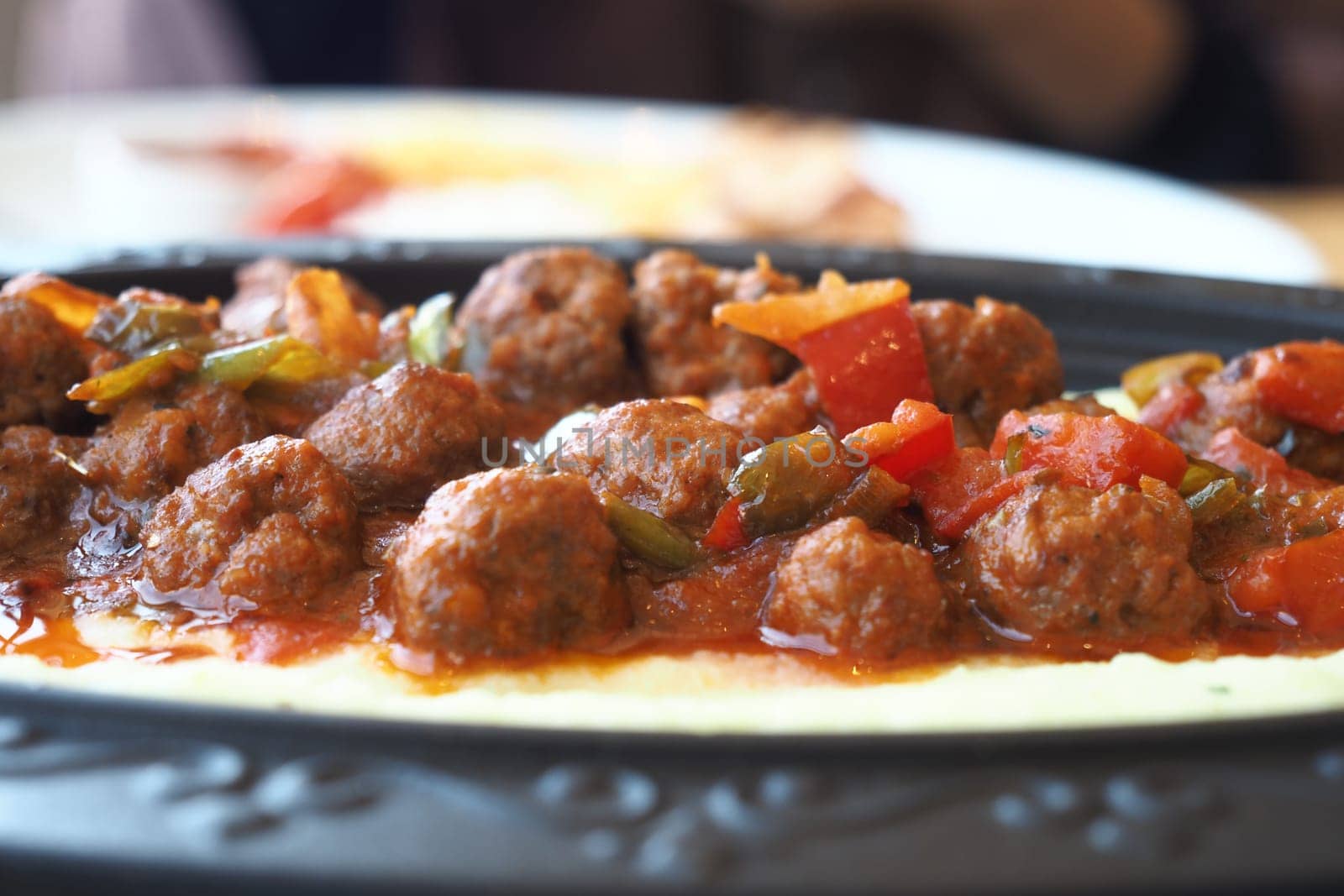 closeup of Turkey Meatballs on a plate ,