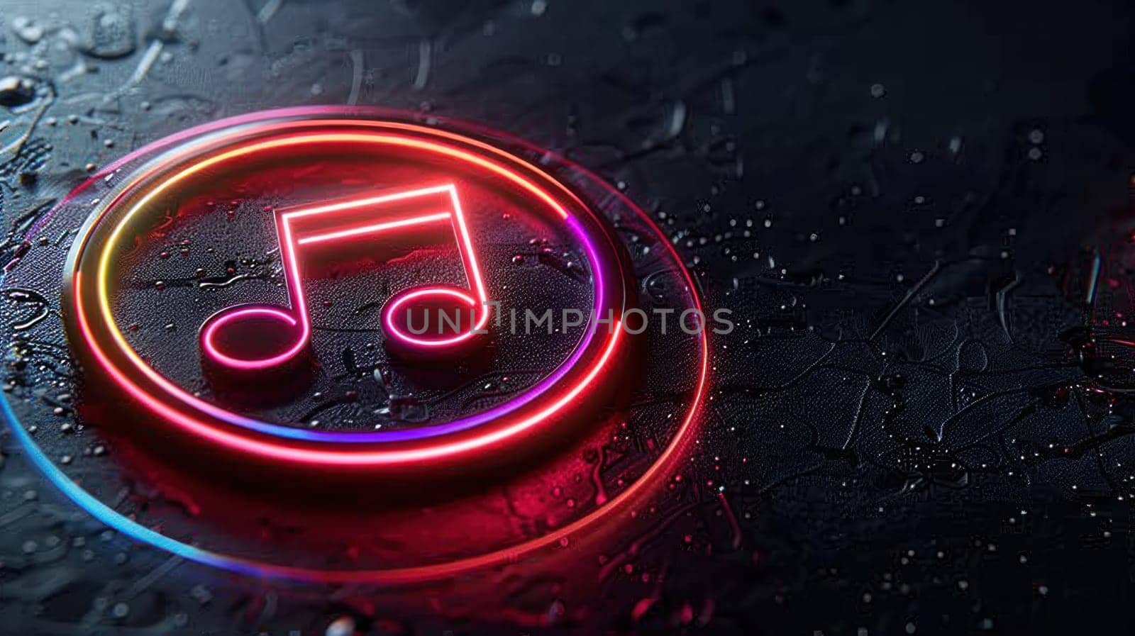A colorful, glowing circle with a musical note in the center by golfmerrymaker
