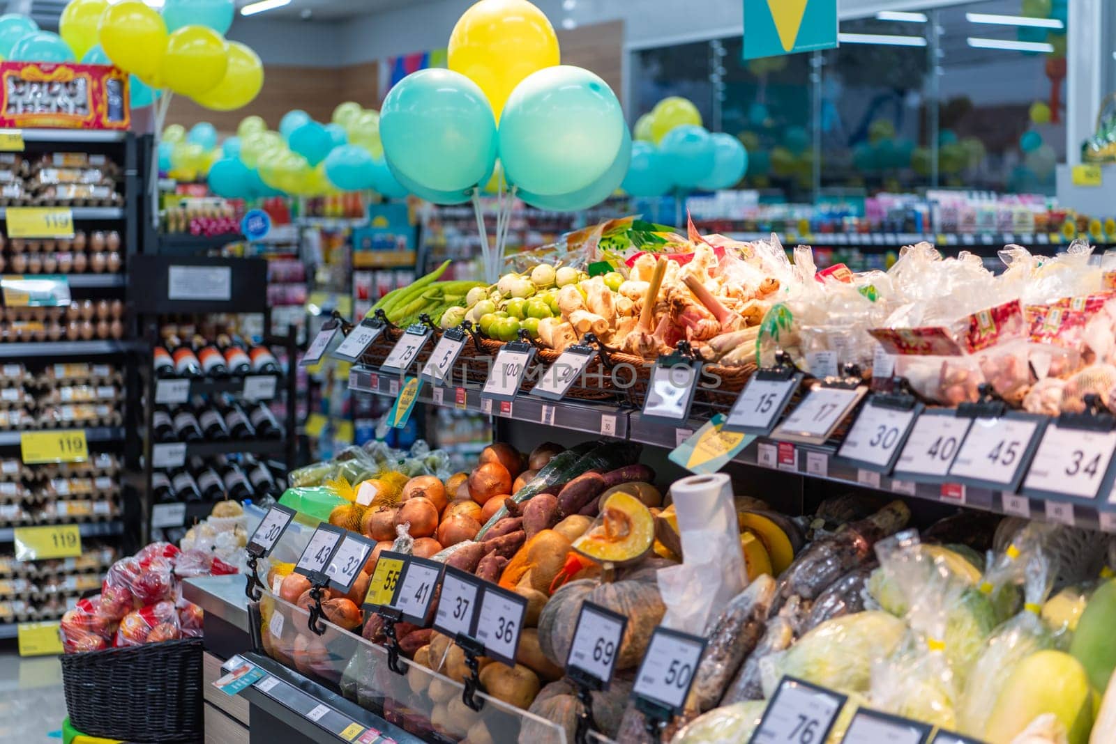 Bangkok, Thailand - November 23, 2021 : Unidentified supermarket or hypermarket is a popular destination for shopping a food and relaxing family.