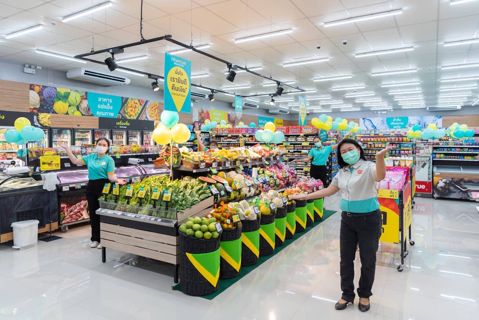 Bangkok, Thailand - November 23, 2021 : Unidentified supermarket or hypermarket is a popular destination for shopping a food and relaxing family.