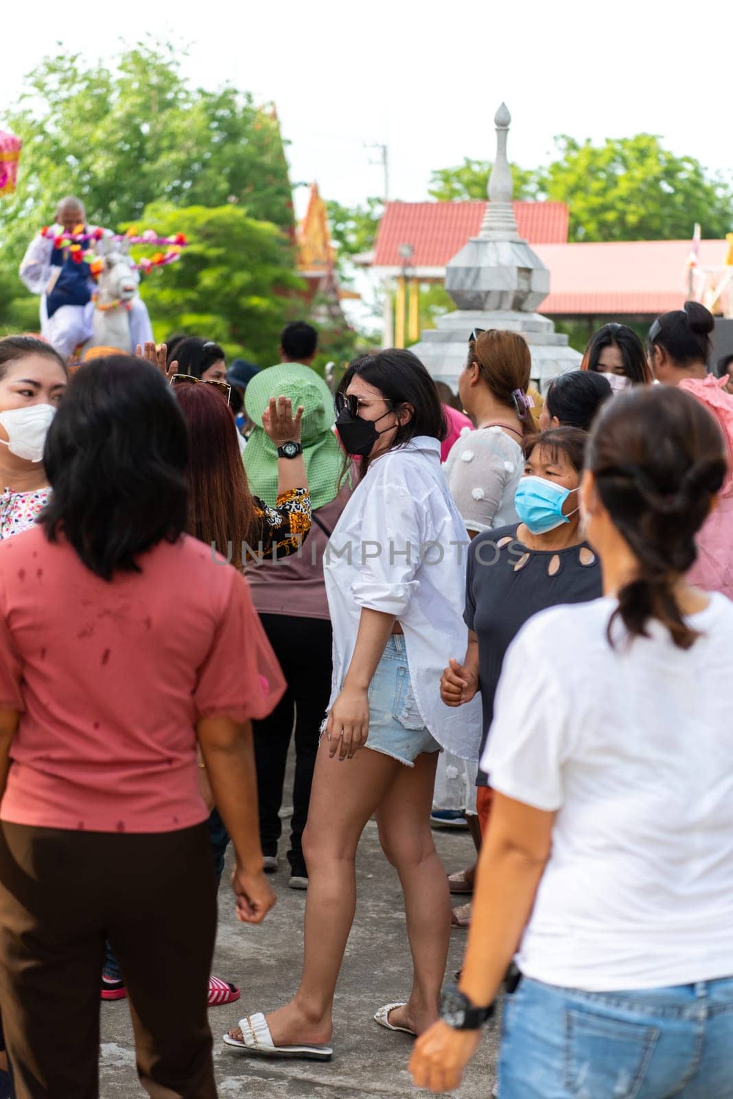 Suphanburi, Thailand - June 12, 2022 : Ordination ceremony in buddhist Thai monk ritual for change man to monk in ordination ceremony in buddhist in Thailand