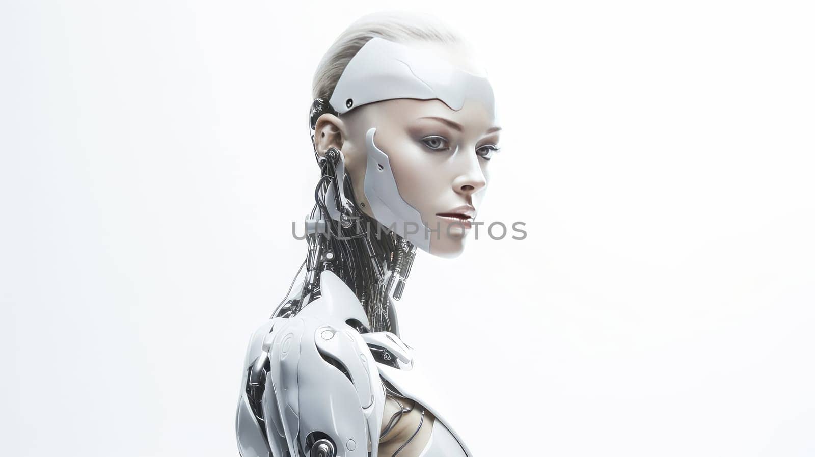 White Robot Cyborg Woman AI by Alla_Yurtayeva