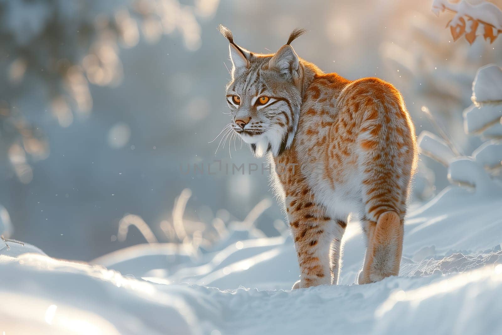 a lynx is standing in the snow looking at the camera by richwolf