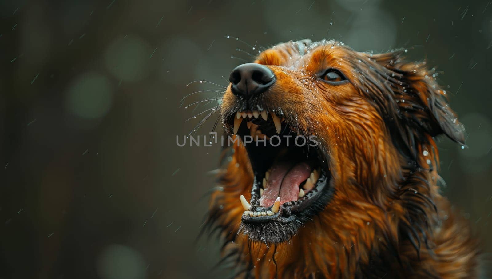 Closeup of a CorgiChihuahua dog displaying its fangs in macro photography by richwolf