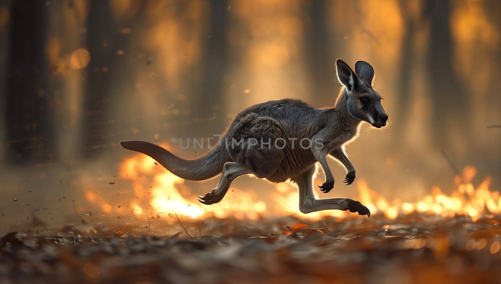 A kangaroo adapts to darkness during a forest fire event by richwolf