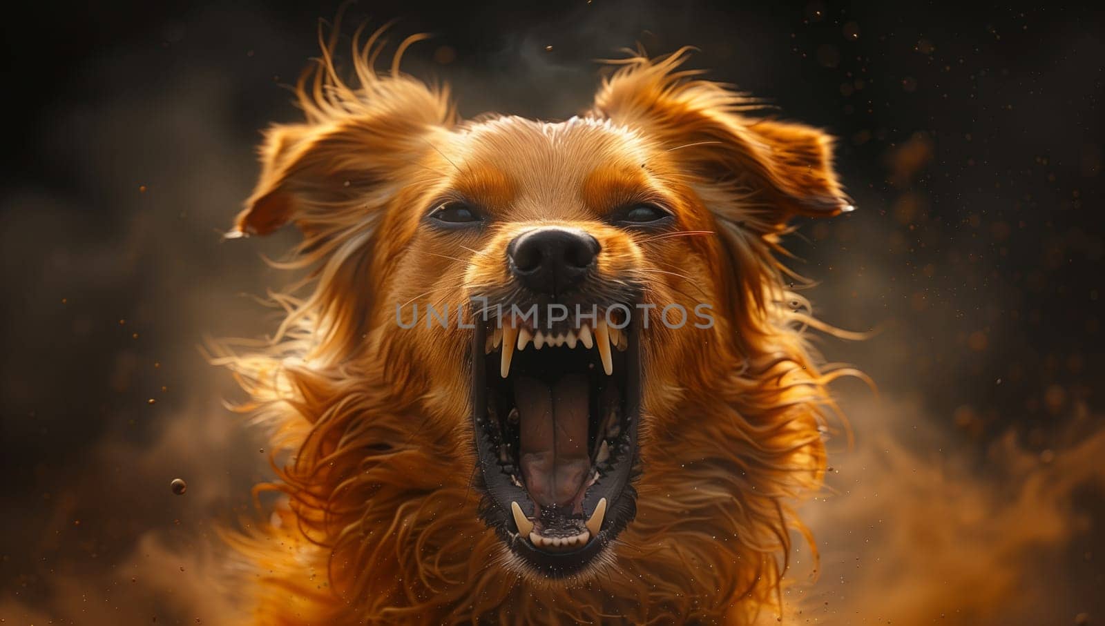 a close up of a dog with its mouth open by richwolf