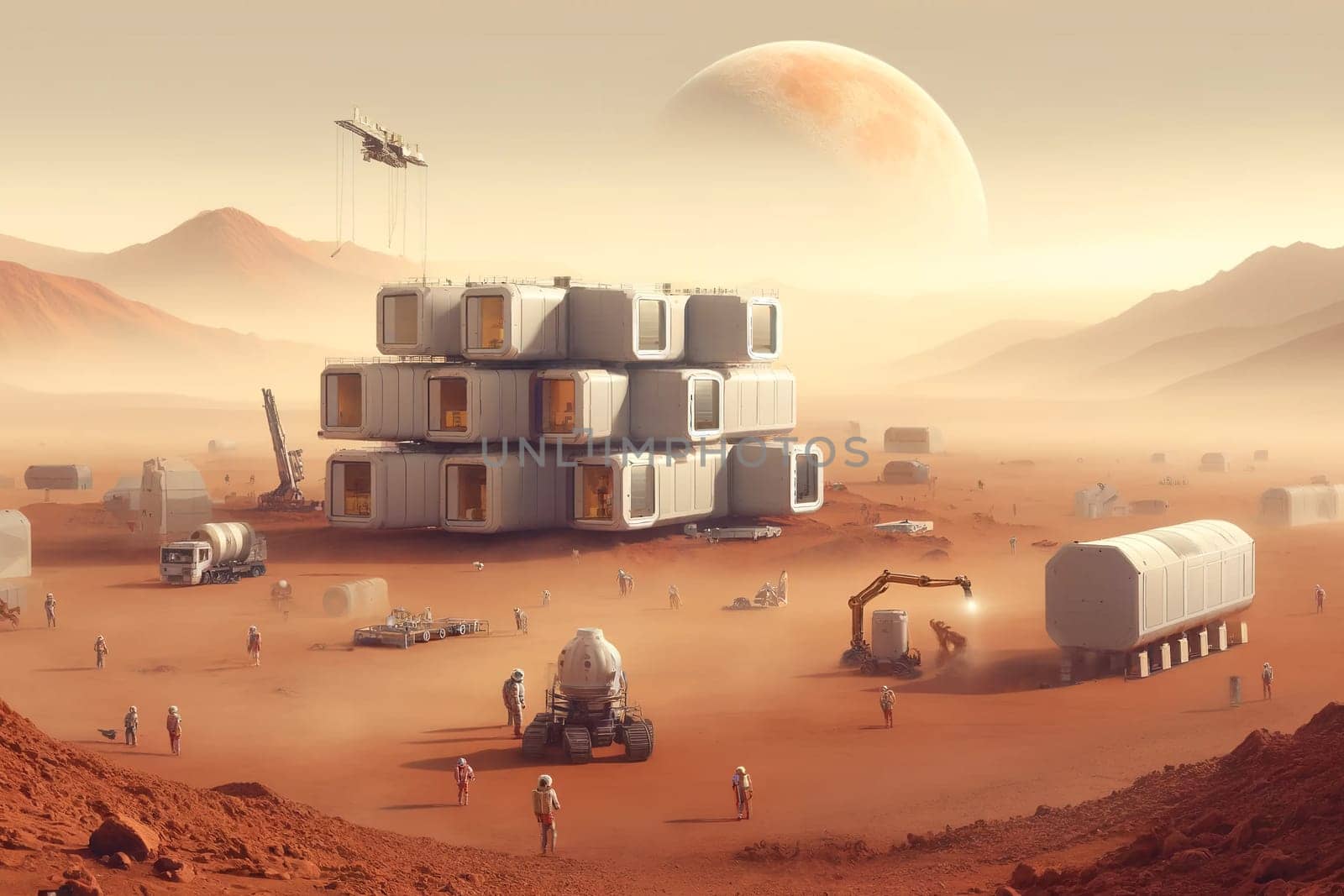 Colonization of Mars, construction of residential modules by Annado