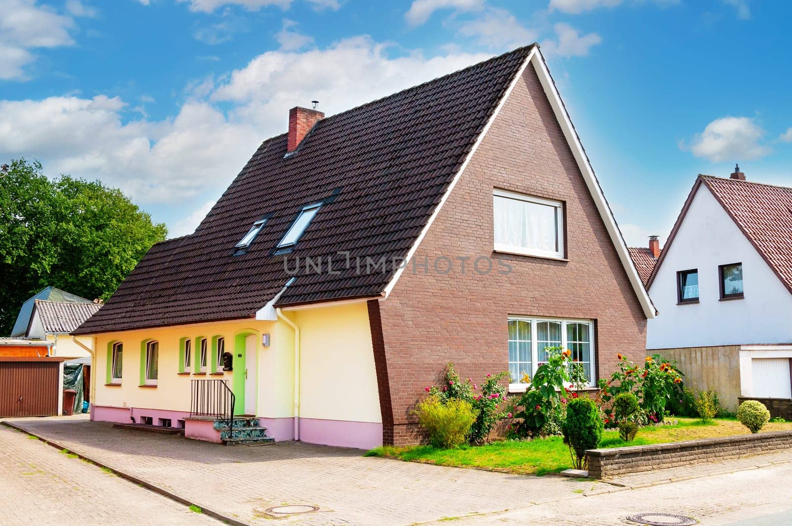 Cozy german house. Street in Germany.