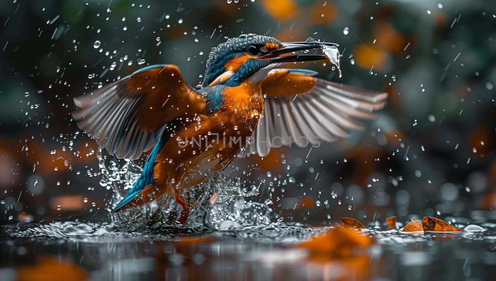 A water bird from the family Accipitridae in the order Falconiformes is flying over a body of water with a fish in its beak